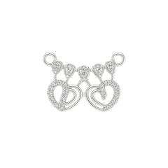 Sterling Silver Double Heart Mangalsutra Pendant with Stone Detailing