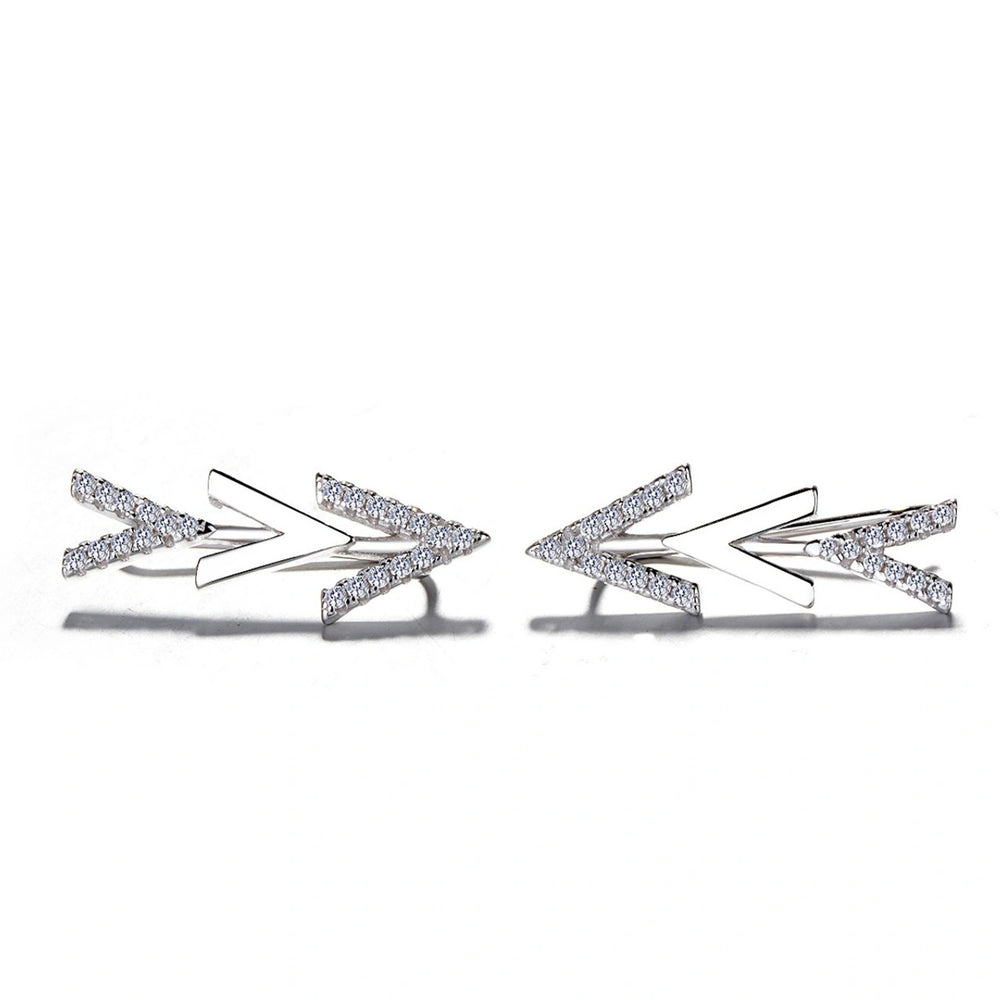Rhodium Plated Silver Arrow Ear Cuffs with Sparkling CZ Stones WB
