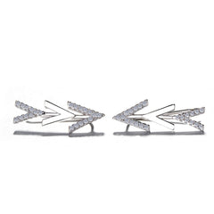Rhodium Plated Silver Arrow Ear Cuffs with Sparkling CZ Stones WB