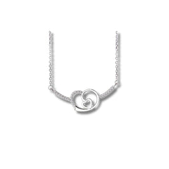Rhodium Plated Silver Double Heart Pendant with Sparkling CZ Stones WB
