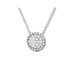 Rhodium Plated Silver Round Pendant with Cluster Sparkling CZ Stones WB