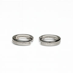 925 Sterling Silver Men’s Bali Hoop Earrings with CZ Line | Stylish Daily Wear Hoops