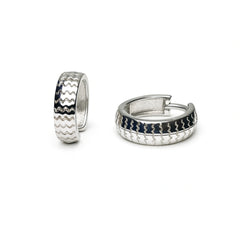 Men’s 925 Sterling Silver Bali | Zig-Zag Pattern Hoop Earrings