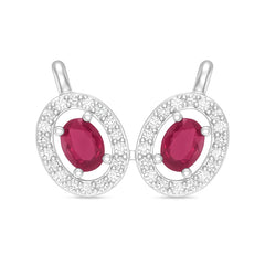 925 Sterling Silver Ruby Oval Mangalsutra Pendant with CZ Stones for Women