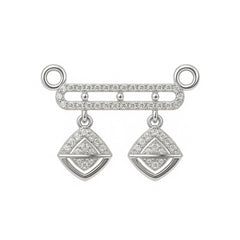 Sterling Silver Double Drop Mangalsutra Pendant with Stone Detailing