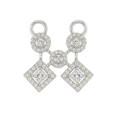 Sterling Silver Double Square Mangalsutra Pendant with Stone Detailing