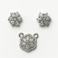 Sterling Silver Floral Mangalsutra Pendant with Matching Tops