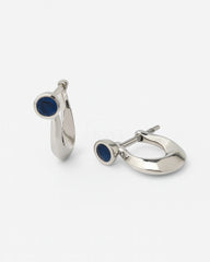 Sterling Silver Men’s Blue Stone Hoop Bali