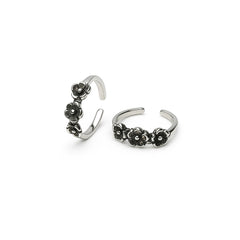 925 Sterling Silver Multi-Floral Toe Ring | Adjustable Rhodium-Plated Toe Jewelry for Women