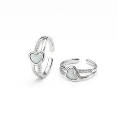 925 Sterling Silver Heart Toe Ring | Adjustable Rhodium-Plated CZ Toe Jewelry for Women