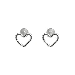 925 Sterling Silver Open Heart Stud Earrings for Women