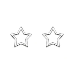 925 Sterling Silver Open Star Stud Earrings for Women