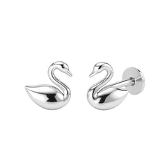 925 Sterling Silver Swan Stud Earrings for Women