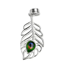 925 Sterling Silver Peacock Feather Pendant