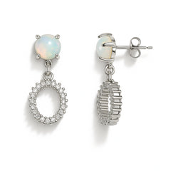 925 Sterling Silver Pearl Halo Circle Drop Earrings | CZ Halo Dangle Design for Women