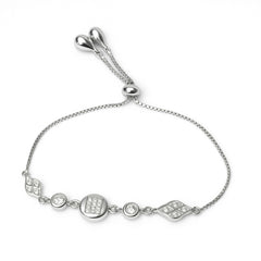Sterling Silver Adjustable Bracelet with Geometric Stone Elements
