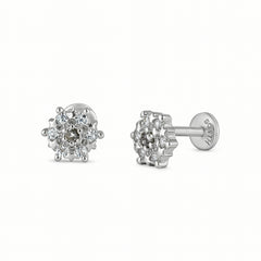 925 Sterling Silver Floral Cluster Stud Earrings for Women