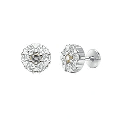 925 Sterling Silver Heart Petal Floral Cluster Stud Earrings for Women
