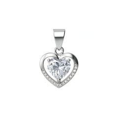 925 Sterling Silver Heart Pendant with Cubic Zircon Stone