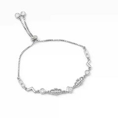 Silver CZ Charm Adjustable Bracelet