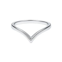 Classic Polished V-Contour Silver Ring