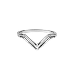 Minimal V-Shape Silver Chevron Ring for Women