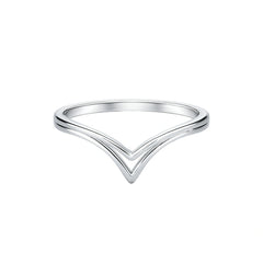 Double V Curve Silver Stackable Ring