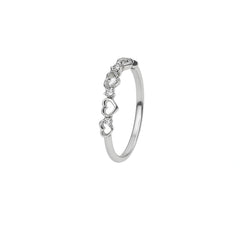 Heart Motif Silver Diamond Ring for Everyday Wear