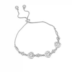 Sterling Silver Hollow Heart CZ Adjustable Bracelet