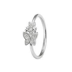 Butterfly Motif Silver Ring with Sparkling Stones – Elegant Women’s Jewelry