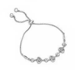 Sterling Silver Linked Heart CZ Adjustable Bracelet
