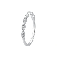Marquise Pattern Silver Ring for Women – Elegant Diamond Detailing