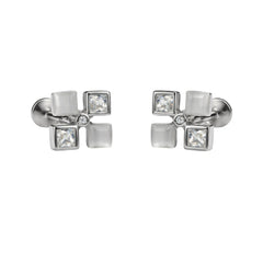 Sterling Silver 925 Cat’s Eye Square Stud Earrings for Women