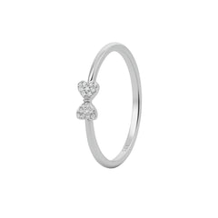 925 Sterling Silver Double Heart Diamond Ring for Women