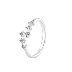 Minimal Princess Cut Diamond Silver Ring for Women