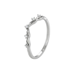 Modern Geometric Diamond Silver Ring for Women