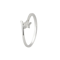 Star Motif Diamond Silver Ring