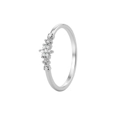 Classic Cluster Diamond Silver Band Ring