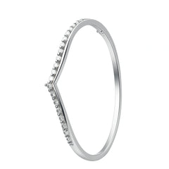 Sleek Pavé Diamond Silver Kada Bracelet