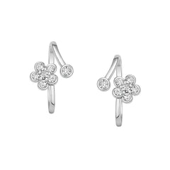 Floral Diamond Silver Toe Rings