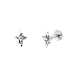 Star-Shaped Diamond Silver Stud Earrings