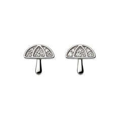 Silver Umbrella Stud Earrings with Sparkling CZ Detail