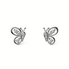 925 Sterling Silver Butterfly Stud Earrings with Cubic Zirconia