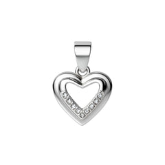 925 Sterling Silver Open Heart Pendant with Cubic Zircon Stones