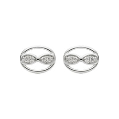 925 Sterling Silver Infinity Oval CZ Stud Earrings