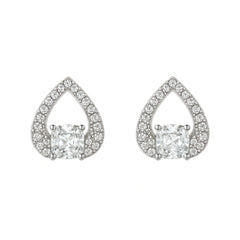 925 Sterling Silver Teardrop CZ Stud Earrings with Pavé Halo
