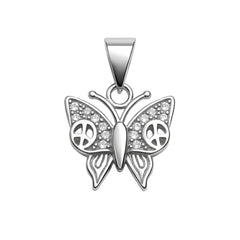 925 Sterling Silver Butterfly Pendant with Cubic Zircon Accents