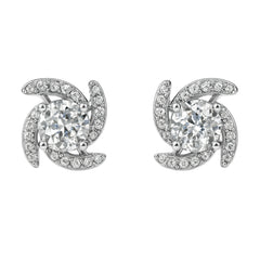 925 Sterling Silver Spiral CZ Stud Earrings for Women