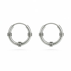 925 Sterling Silver Men’s Bali Hoop Earrings | Classic Tribal Design