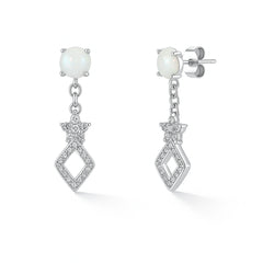 925 Sterling Silver Pearl Geometric Drop Earrings | CZ Star & Diamond Shape Dangle Design